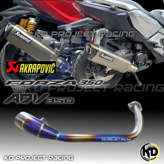 ท่อ Akrapovic titanium slip on พร้อมคอฟลู titanium Honda Forza 350,ADV350 / 2019-23 แท้ 100%