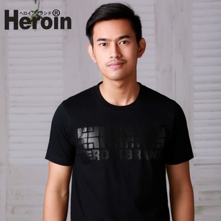 เสื้อยืดผ้าฝ้ายพิมพ์ลายแฟชั่น ﹍✠✜Heroin เสื้อยืดสีดำ รุ่นสโตน ลายนี้หล่อมากๆ เท่ห์สุด