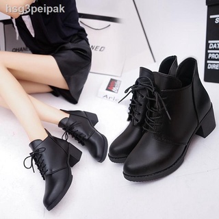 รองเท้าบูท💥Hot sale！ นางสาว รองเท้า แฟชั่น รองเท้าบูท ใหม่ รองเท้าบูทหนัง รองเท้าสตรี บูตเดี่ยว ท่อสั้น รองเท้าบูทหุ้มข