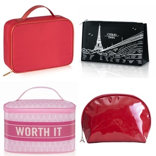 ของแท้ Loreal Bag Midnight Dex Red Cosmetic Worth It Pouch Pink Clush Canvas กระเป๋าเครื่องสำอางค์ ลอรีอัล พรีเมี่ยม