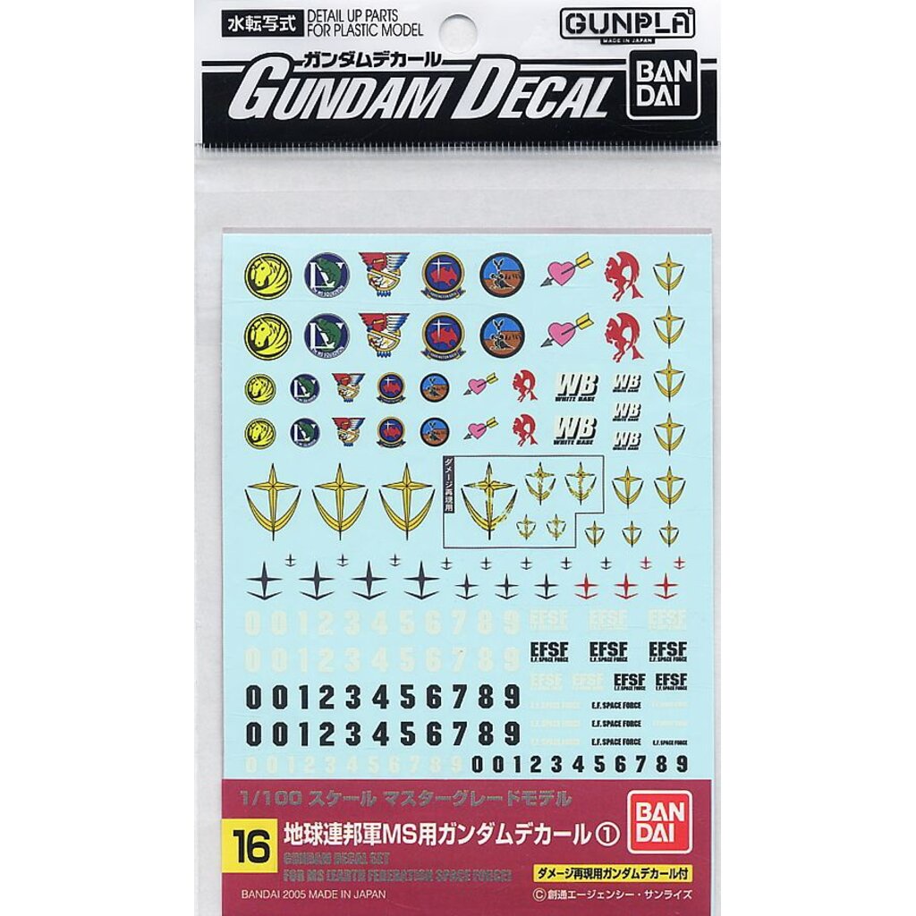 4573102574886 GUNDAM DECAL 16 MG MULTIUSE - FEDERATION