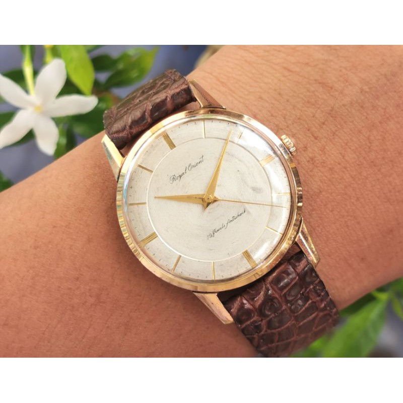 นาฬิกา​ข้อมือ Vintage Orient Royal Orien​t 14K O.G.F Japan Made 1960 ระบบไขลาน แท้มือสอง