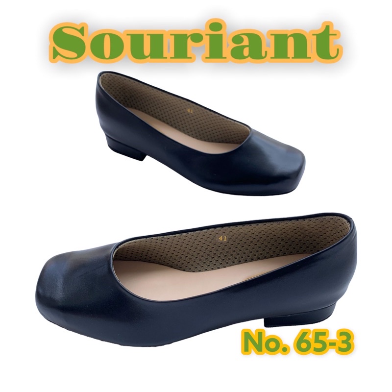 Souriant No.65-3 รองเท้าคัดชูหัวตัด ส้นสูง 1 นิ้ว ซับฟองน้ำเทา ใส่สบายเท้านุ่ม