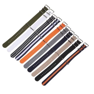 PULSEE 18 20 22 มม.ไนลอนทอผ้าสร้อยข้อมือทนทานผู้หญิง Man ปรับ Loop Watchband