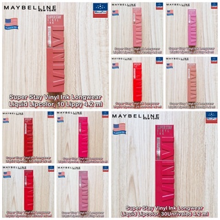 Maybelline® Super Stay Vinyl Ink Longwear Liquid Lipcolor 4.2 ml เมย์เบลลีน ลิควิดลิปสติก แบบแมท เนื้อมันวาว ซุปเปอร์ สเ