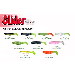 ปลายาง slider Minnow2 สไลเดอร์ 2 นิ้ว Slider Minnow 2" ปลายางบั้ง 1 ซองมี 10 ตัว