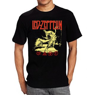 เสื้อยืดวงดนตรีGildan เสื้อยืดแขนสั้น ผ้าฝ้าย พิมพ์ลายวงร็อค Led Zeppelin 1969 สําหรับผู้ชายall size