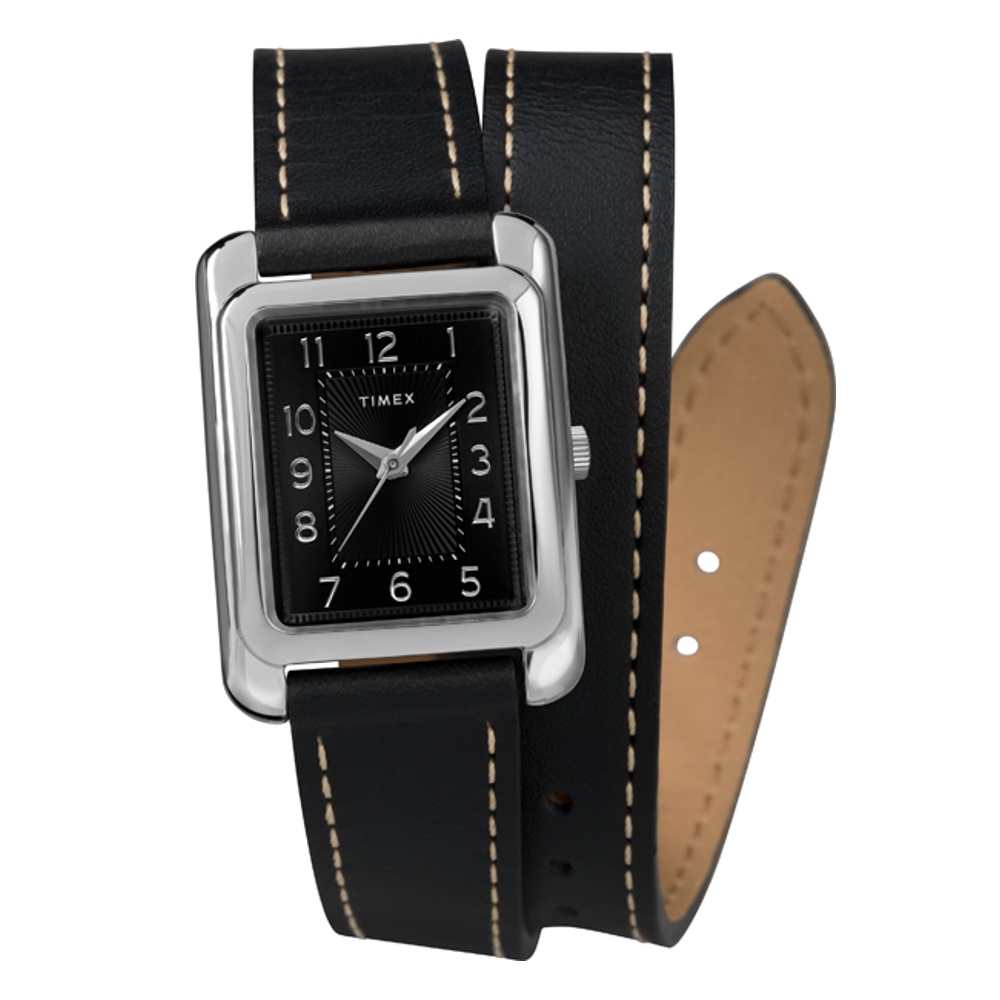 Timex TW2R90000 Addison นาฬิกาข้อมือผู้หญิง สายหนัง สีดำ หน้าปัด 25 มม.