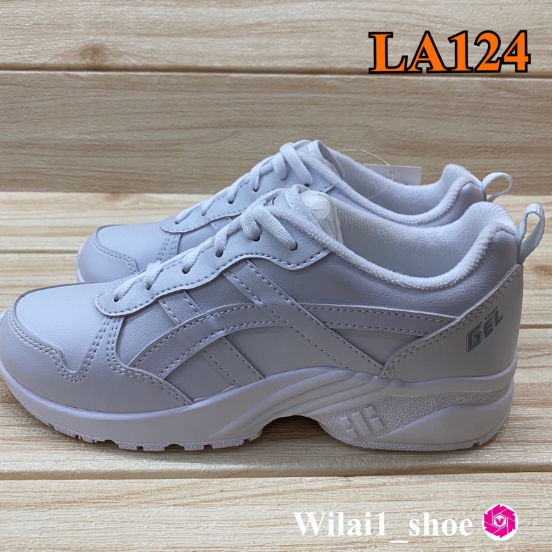 GiGa  LA124 รองเท้าผ้าใบ แบบหนังผูกเชือก สีขาว 35-41