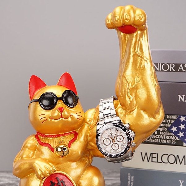 สูง 25cm แมวกวัก หมากวัก  🎉Lucky Dog 🎉 เทพเจ้าแห่งการเรียกแขก แมวกวักกล้ามโต แมวกวักกล้ามใหญ่ แมวนำโ