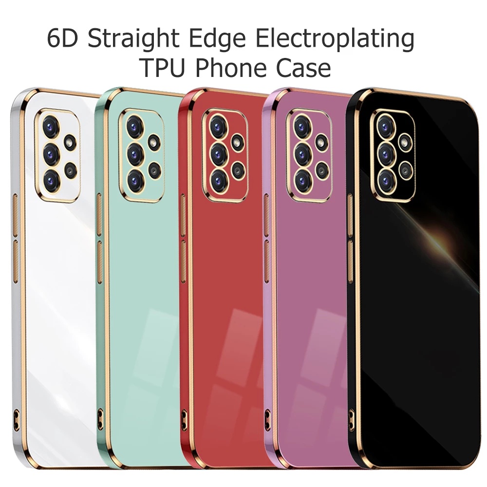 จัตุรัสหรูหรา For Samsung 6D เคสโทรศัพท์เคลือบด้วยไฟฟ้า Galaxy A53 5G A23 A13 4G A33 A73 A52s A52 A22 A32 A12 A71 A51 ซิลิโคน TPU ป้องกันรอย