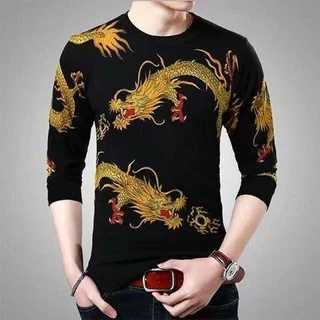##พร้อมส่ง#เสื้อผ้าแฟชั่นผู้ชาย เสื้อแขนยาวคอกลม(TSH-035)