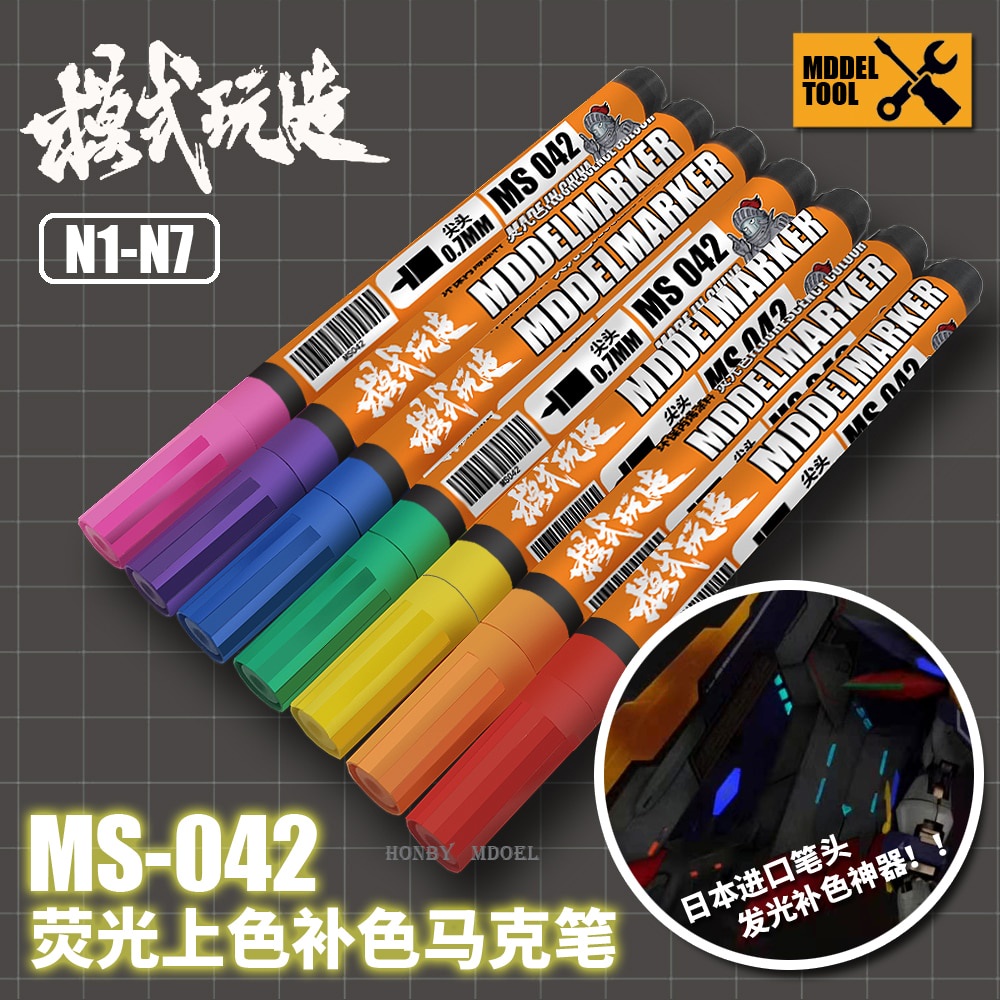 เรืองแสง Marker ชุดจิตรกรรมปากกาสีเสริม Marker UV โคมไฟ Gundam ชุดเครื่องมือสี1/35 1/48 1/72