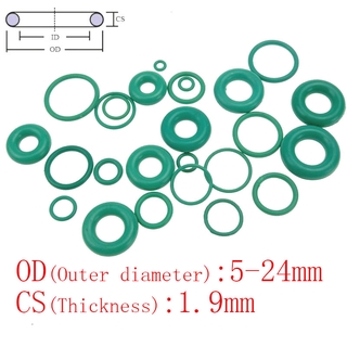 แหวนยางวงกลมสีเขียว 1 . 9 มม . Od 5-24 มม . 10 ชิ้น