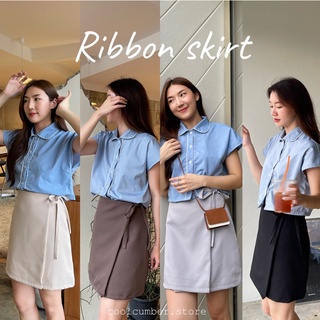 ribbon skirt 🎀 กระโปรงทรงเอเบสิกโบว์ผูกข้าง (พร้อมส่ง)