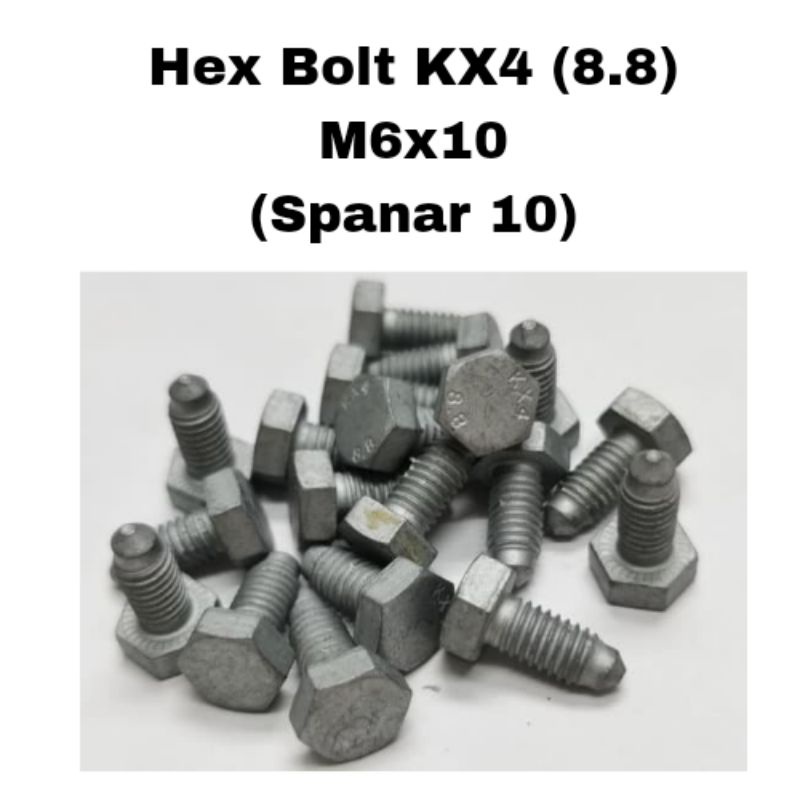 M6x10 Spanar10 Hex Bolt KX4 (8.8) (1 ชิ้น)