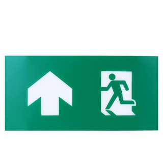 แผ่นป้ายทางออกฉุกเฉิน DELIGHT BLA1 ป้าย ขึ้นไปทางซ้าย EMERGENCY EXIT SIGN DELIGHT BLA1 PERSON THROUGH DOORWAY IN LEFT DI