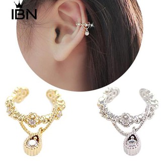 * Ibn Punk หูห่อหุ้มศีรษะ Rhinestone กระดูกอ่อนคลิปบนต่างหูไม่เจาะ