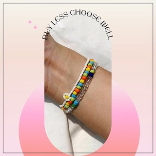 สร้อยข้อมือลูกปัดเซ็ต 3pcs Flower Colorful Beaded Bracelet