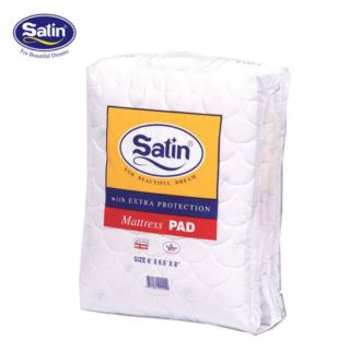 ผ้ารองที่นอนกันเปื้อน Satin ขนาด 5-6 ฟุต ผ้าคอทตอน35% ผ้าโพลีเอสเตอร์ 65% 290 เส้นด้าย/10ตร.ซม.ใส้ในใยสังเคราะห์