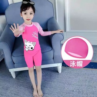 Kids Swimming Suit + แว่นตา เซ็ตเด็กชุดว่ายน้ำบอดี้สูทเด็กพร้อมแว่น ชุดว่ายน้ำเด็กลายการ์ตูน (SWB001+SWS003)