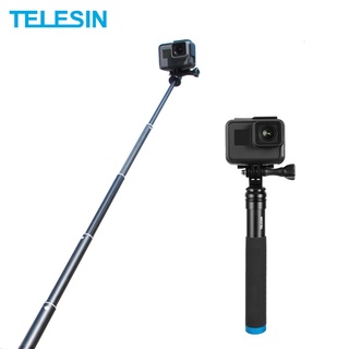 Telesin ไม้เซลฟี่อลูมิเนียมอัลลอยด์ แบบขยายได้ สําหรับ GoPro Hero 11 10 9 8 7 Insta360 Osmo Action SJCAM