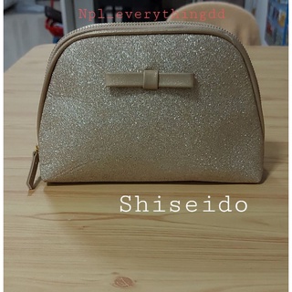 กระเป๋า shiseido 👝 กระเป๋าเครื่องสำอางค์ กระเป๋าคลัช กระเป๋าถือ shiseido cosmetics bag กลิตเตอร์สีครีมทองสวยงาม!