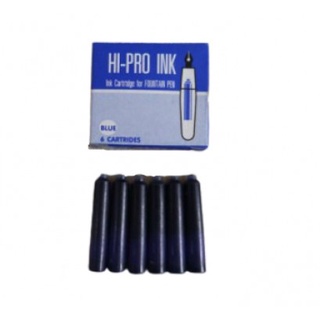 หมึกหลอด Hi-pro หลอดสั้น ใส่ปากกาหมึกซึม 6 ชิ้น ต่อ 1 กล่อง