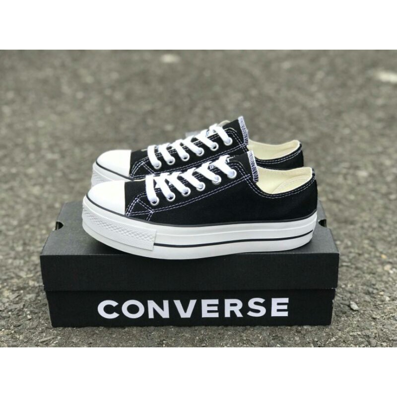 Hitam Converse Platform Wedges Black รองเท้าเล่นผู้หญิงนําเข้าระดับพรีเมียม