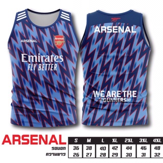 เสื้อบอลพิมพ์ลาย แขนกุด ยอดฮิต ลาย อาเซนอล สีน้ำเงิน ลายใหม่ ARSENAL