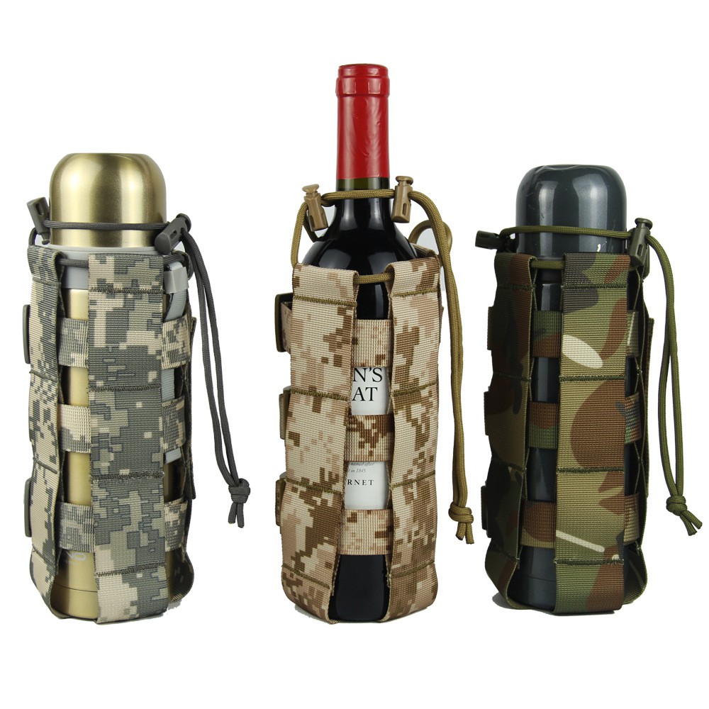 0.5L-2.5L ยุทธวิธี Molle ขวดน้ํากระเป๋าทหารกีฬา Cover Holster Outdoor Travel กาต้มน้ํากระเป๋า