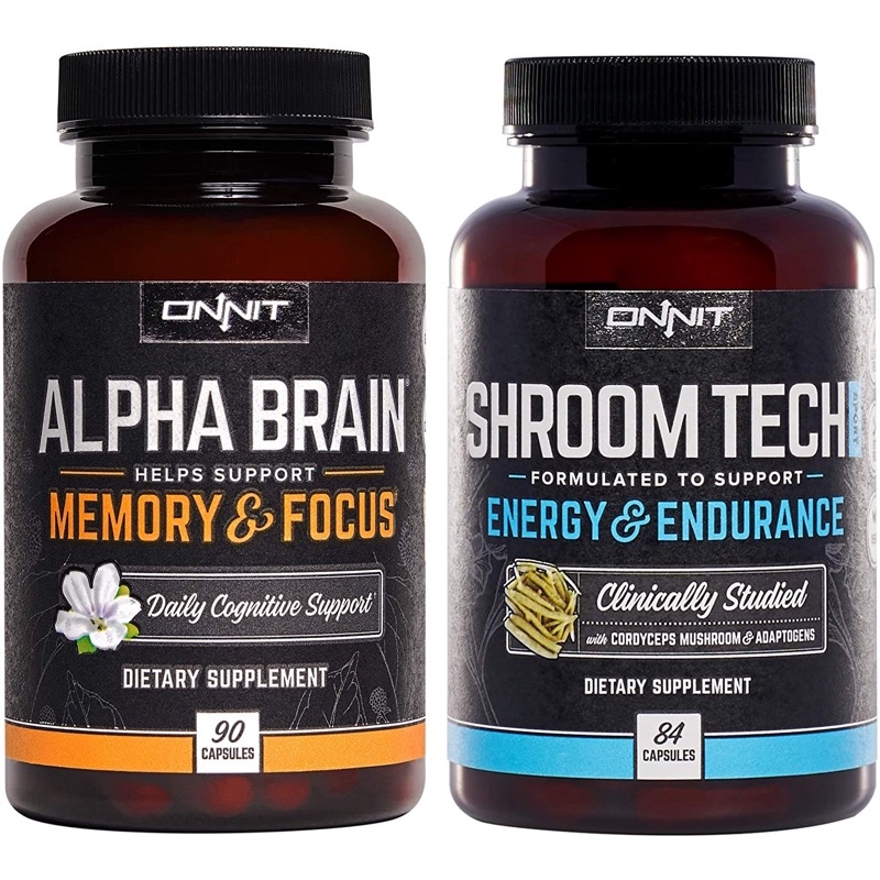 🍀PRE ORDER🇺🇸ONNIT Alpha Brain 90ct + Shroom Tech Sport 84ct Nootropic Stack