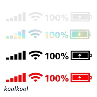 Koolool สติกเกอร์สะท้อนแสง WIFI แบตเตอรี่ 100 เปอร์เซ็นต์ 4 สี สําหรับตกแต่งภายนอก ร้านค้า หน้าต่าง ปาร์ตี้