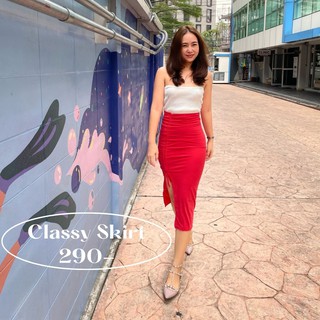 "🌟  NEW ARRIVALS 🌟 Classy skirt 👗 กระโปรงรูด ยาว 5 ส่วน ผ่าหน้า มีเชือกผูก