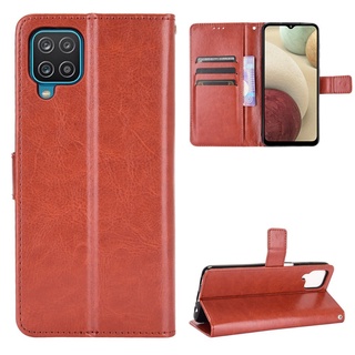 Luxury Crazy Horse PU Leather Casing Samsung Galaxy M32 Flip Cover Lanyard Card Holder Wallet Case