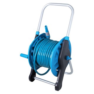 สายยางโรล ตั้งพื้น SPRING 1/2"x25 ม. สีฟ้า  GROUND-BASED HOSE REEL SPRING 1/2"x25M CYAN