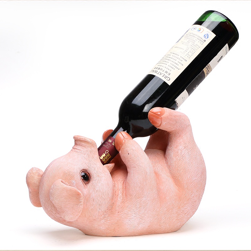 Wine Rack Cabinet Of Beautiful Animal Creative Resin Pork Decoration ...