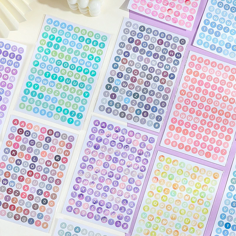สติกเกอร์ตัวอักษร ตัวเลข ไล่โทนสี สําหรับตกแต่ง DIY 4 แผ่น