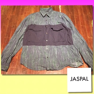 เสื้อเชิ้ต Jaspal สีเขียวน้ำเงิน ลายกราฟฟิก มือสองสภาพดีมาก