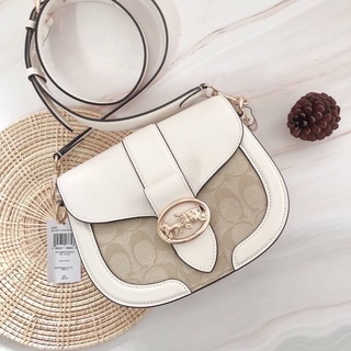 สะพายcoach ขาวหายาก GEORGIE SADDLE BAG IN SIGNATURE CANVAS (COACH C2806)