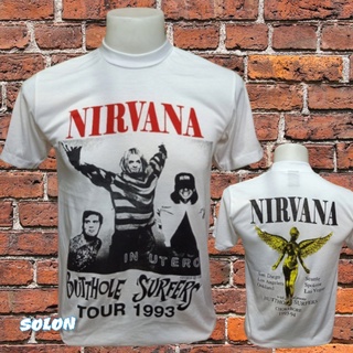 เสื้อวง Nirvana แขนสั้น ไม่มีตะเข็บข้าง คอฟิต ป้ายUSA เสื้อวง เสื้อผู้ชาย เสื้อทัวร์ วงร็อคคต่างประเทศ