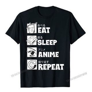 เสื้อยืดลําลอง แขนสั้น คอกลม พิมพ์ลายการ์ตูนอนิเมะ Eat Sleep Repeat สไตล์ญี่ปุ่น ฮาราจูกุ สําหรับผู้ชาย