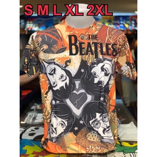 เสื้อ OVP (โอเวอร์ปริ้นท์) วง Beatles บีทเทิ่ล แขนสั้น ผ้าคอตตอนผสมโพลี พิมลายทั้งตัว