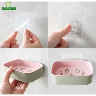 HANGROO H554 กล่องสบู่ ลายหน้ายิ้ม ที่วางสบู่ ใส่สบู่แบบก้อน ติดผนังได้ ไม่ต้องเจาะผนัง