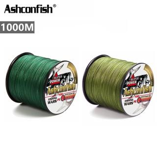 Ashconfish สายเอ็นตกปลา PE แบบถัก 9 เส้น 1000 เมตร PE X9 สีเขียว