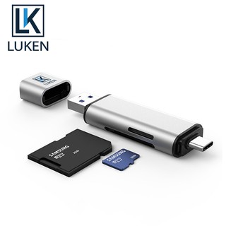 Luken Type - C เครื่องอ่านการ์ด Otg Card Reader Sd / Tf Card Reader Usb ขนาดเล็ก