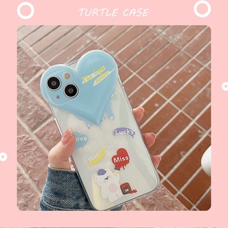 [พร้อมส่ง] เคสโทรศัพท์มือถือแบบใส ลายกราฟฟิตี้หมี หัวใจ ขนาดใหญ่ สําหรับ iPhone 14 13 12 11 PROMAX XS XR XSMAX SE2020 6 7 8PLUS MINI