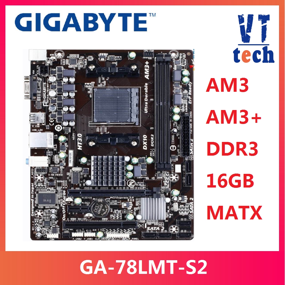 GIGABYTE GA-78LMT-S2 เมนบอร์ดเดสก์ท็อป 760G ซ็อกเก็ต AM3 / AM3+ DDR3 16G Phenom II/Athlon II ใช้