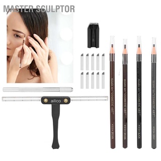 Master Sculptor Microblading Practice Kit Eyebrow Pencil Sharpener Positioning Ruler Pen Set