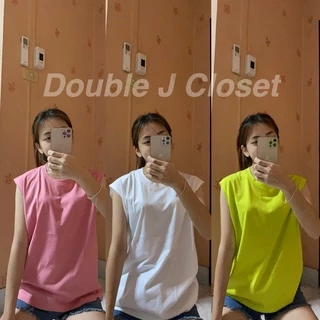 เสื้อยืดแขนกุด สีพื้น ใส่สบาย ผ้าcotton 100% เสื้อยืดคอกลม เสื้อยืดสีส้ม🍊